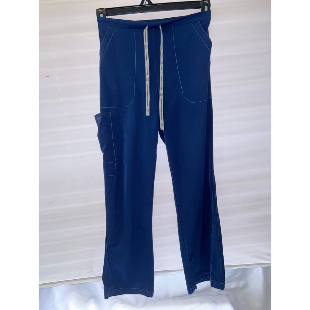 WonderWink Spread Good Cheer Scrub Pants Womens Medium Navy Blue Cargo